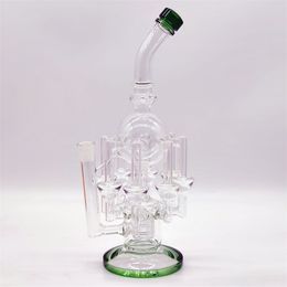 14 Inch 8 Arms Large Octopus Multi Colour Green Champagne Fab Egg Hookah Glass Bong Dabber Rig Recycler Pipes Water Bongs Smoke Pipe 14mm Female Joint US Warehouse