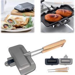 Pans 1Pc Double-Sided Sandwich Pan Non-Stick Portable Foldable Grill Frying For Bread Toast Breakfast Machine Pancake Maker