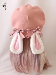 Berets Girl Cute Lolita Lop Eared Autumn And Winter Wool Beret Hat