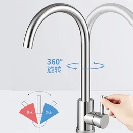 Kitchen Faucets Brushed/Silver Stainless Steel Single Handle 360 Rotate Sink Faucet Deck Mount Mixing Taps Torneira