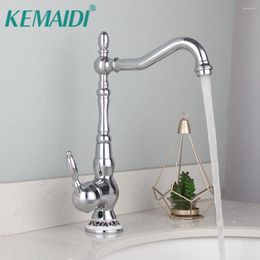 Bathroom Sink Faucets KEMAIDI Faucet Single Handle Swivel Spout Basin Mixer Chrome Finished Tap Deck Mounted Bath