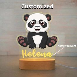 Decorative Figurines Name Customised Children Acrylic Lamp For Bedroom Cute Animal Room Decor DIY Creative Gift Elephant Panda Figurine