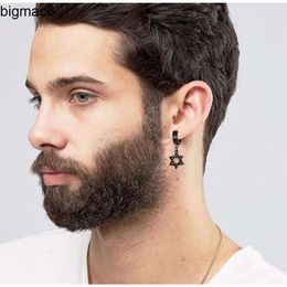 Stud Black Star of David Cross Circle Drop Earrings for Men Stainless Steel Earing Je Male Jewelry Perfect for Any Occasion5885253