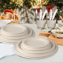 Disposable Dinnerware 50pcs 6 Inch Party Tableware Plates Compostable Eco-Friendly Degradable For Picnic Restaurant Supplies