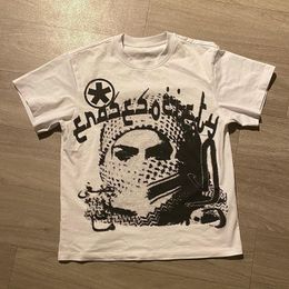 Y2K Cotton T-shirt Grunge Goth Harajuku Graphic Print O-Neck Tee Hip Hop Streetwear Loose Short Sleeve T-shirt Punk Vintage Top 240424