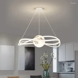 Chandeliers Island LED Pendant Lamp Dining Room Hanging Lights Minimalist Indoor Lighting Home Decor White Black Kitchen Moon Bulbs Lamps