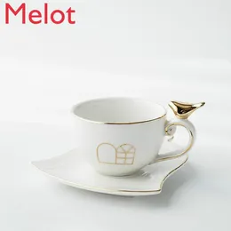 Mugs Refined And Simple Creative Relief Bird Ceramic Coffee Set Afternoon Tea Scented Cup Saucer Exquisite