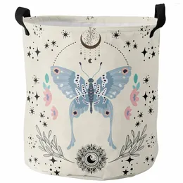 Laundry Bags Bohemian Moon Butterfly Abstract Foldable Dirty Basket Kid's Toy Organizer Waterproof Storage Baskets