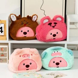 Cosmetic Bags Miniso Drag Loopy Women's Makeup Bag Girl Cartoon Cute Little Beaver Day Plush Doll Stationery Pen Large Capacity