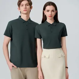 Men's Polos Ice Silk Polo Neck T-Shirt Summer Women's Thin Breathable Solid ColorComfortable Colour Office Dress Top Short Sleeve