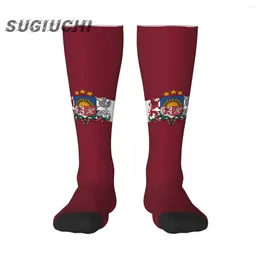 Men's Socks Latvia Flag Polyester 3D Printed For Men Women Casual High Quality Kawaii Street Skateboard