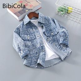 Jackets Children Boys Girls Denim Jacket Coats 2024 Brand Kids Clothes Cartoon Printing Outerwear Autumn Clothing