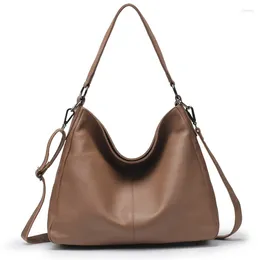 Hobo Simple Large Capacity Shoulder Bag Genuine Leather Women Crossbody Bags Casual Soft Cowhide Ladies Handbags Hobos Designer Tote