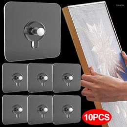 Hooks 10PCS Adhesive Wall-Mounted Poster Po Frame Clock Hangers Punch Free Screw Hook Kitchen Bathroom Organiser Holders