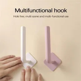 Hooks L-Shape Hook Punch-Free Wall Mounted Cloth Hanger For Coats Hats Towels Clothes Roll Rack Kitchen Bathroom Accessories