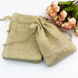 Gift Wrap 5Pcs/Lot 7 9cm Khaki Colour Natural Burlap Linen Jewellery Travel Storage Pouch Mini Candy Jute Packing Bags For Bag