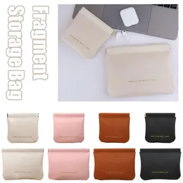 Storage Boxes 1pc Women Cosmetic Bag PU Leather Lipstick Key Data Pouch Organizer Travel Cable Solid Up Waterproof Make Mini Colo K5O5