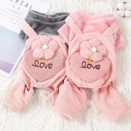 Dog Apparel Small Jumpsuit Winter Autumn Cat Fashion Cartoon Clothes Pet Cute Sweater Puppy Warm Pyjamas Chihuahua Yorkshire Pomeranian