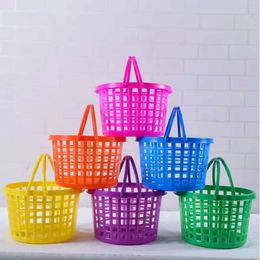 Happy Egg Holiday Decorative Easter Plastic Gift Storage Bucket Hand Picking Basket New