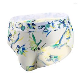 Underpants Quick Drying Mens Underwear Briefs Sexy Printing Panty Ice Silk Male Mid-waist Penis Pouch Jockstrap