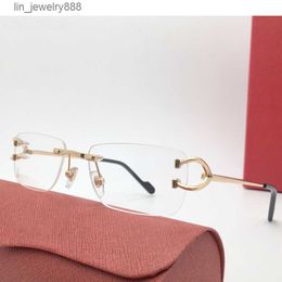 2024 Classic Vintage Rimless Prescription Glasses Gold Silver Titanium Alloy Frame Leopard Design for Men Women Sunglasses