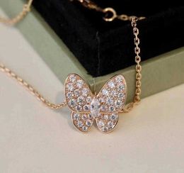 Designer Necklace Vanca Luxury Gold Chain Full Diamond Butterfly Necklace Female Collarbone Chain Luxury and High-end Feel Famous Rose Gold