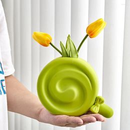 Vases Lollipop Shape Vase Cute Decor Ceramic Crafts Countertop Flower Pot Modern Decorative Living Room Bedroom Decoration