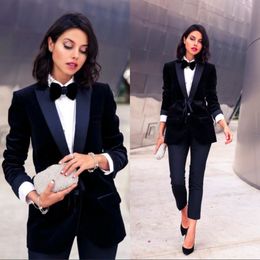 Velvet Women Prom Suits Peaked Lapel Lady Office Tuxedos For Wedding Guest Wear Slim Fit Evening Formal Blazers Two Pieces Jackets 340w