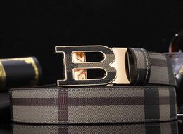 Men039s Fashion Brand Leather Belt Designer Letter B Automatic Buckle Plaid Business Casual Belt8255928