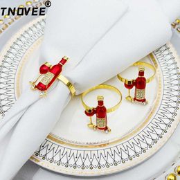 Wedding Rings 6 pieces of wedding napkin rings red grape wine bottle ring holder for birthday party decoration Christmas buckle ERD177 Q240511