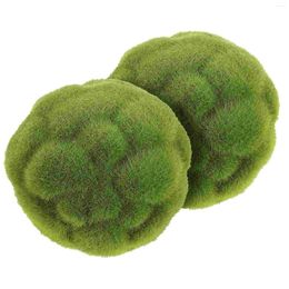 Decorative Flowers Glass Bowl Balls Moss Green Artificial Plant Topiary Spheres For Preserved Faux