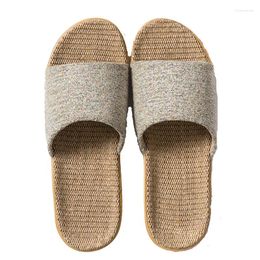 Slippers 2024 6 Colors Linen For Women Men All Season Home Shoes Indoor Flip Flops Female Flax Slides Flat Sandals