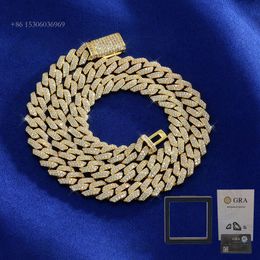 Iced Out VVS 10Mm Miami Necklace Sterling Sier Diamond Moissanite Cuban Link Chain