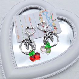 Keychains Clear Cherry Keychain Pendant Unique Keyring Handbag Accessories Acrylic Material Bag Jewelry For Teens