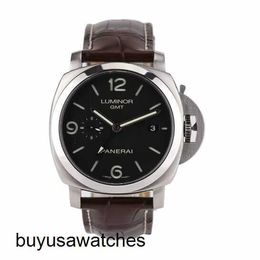 Modern Wrist Watch Panerai Men's LUMINOR 1950 Series 44mm Diameter Automatic Mechanical Calendar Display Watch PAM00320 Steel Date Display Dual Time Zone