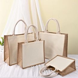 Gift Wrap 100pcs Large Natural Reusable Recycled Burlap Tote Bag Customizable Eco-Friendly Jute Shopping