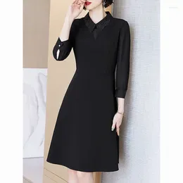 Casual Dresses Women Spring Dress Women's High Waist Black Doll Collar Skirt Vestido De Mujer