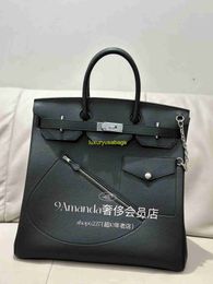 Bk Leather Handbag Trusted Luxury Jay Chou Same 40cm Rock Platinum Bag Original Factory Swift Leather French Master Full Hand Sewn have logo HBMM