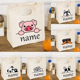 Storage Bags Personal Custom Name Cooler Lunch Box Bag Portable Insulated Animal Bento Tote Thermal School Food Gifts For Kids