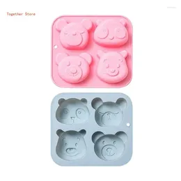 Baking Tools 4 Cavities Fondant Moulds Silicone Chocolate Molds Candy Mould Bear Shaped For Birthday Party Cake Decorations Cupcake 6XDD