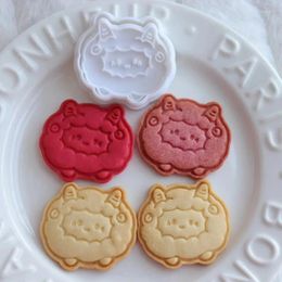 Baking Moulds 2pcs/set Cute Animals Cookie Mould DIY Lamb And Cutter Set Fondant Biscuit Moulds Cake Decorations Tool