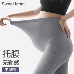 Pregnant women's leggings spring autumn, thin styles for external wear, large-sized pure cotton maternity panties with belly support, and long pants, Manxi