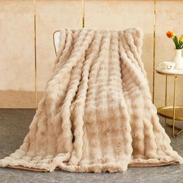 Blankets Faux Fur Blanket Thick Winter Warm Sofa Single Throw High Quality Super Soft Flannel Bedspread For Bed