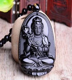 Pendant Necklaces Amitabha Tathagata Bodhisattva Necklace Black Carved Buddha Lucky Amulet For Women Men Pendents Jewellery Drop5647207