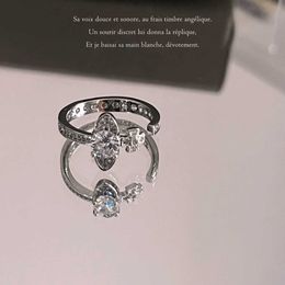 Designer Explosive Flash Westwoods Saturn Diamond Ring with High Quality Zircon Opening Adjustable White Stone Girl Nail