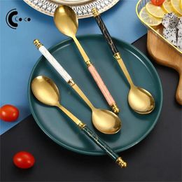 Spoons Handle Spoon Imitation Ceramic Mirror Polishing Nordic European-style For Gift Kitchen Accessories Soup Marble Pattern