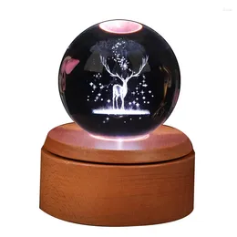 Decorative Figurines Glass Ball Paperweight In Crystal Gift (Included LED Base)