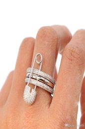 2019 Fashionable three finger rings with pins stack design safety pin designer unique fine elegant women Jewellery punk stack ring4580348