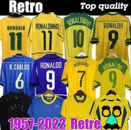 Soccer Jerseys 1970 1978 1998 retro Brasil PELE soccer jerseys 2002 Carlos Romario Ronaldo Ronaldinho shirts 2004 1994 BraziLS 2006 RIVALDO ADRIANO KAKA 1988 2000 2