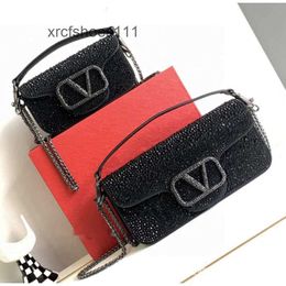 Crossbody Valentteno Top Fashion Style Bags Layer High Crystal S Small Quality Designer Vo Purse Cowhide Diamond Bag 2024 Buckle Womens V5A4